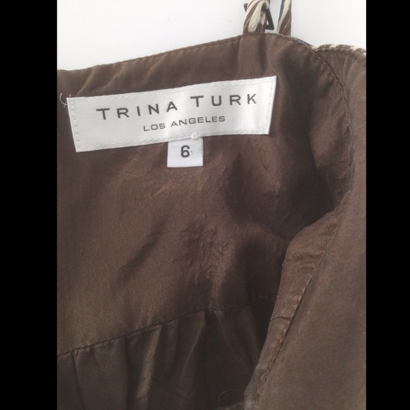 Trina Turk summer fall size 6 Fitted Brown & Blue Dressy Dress - Picture 10 of 11